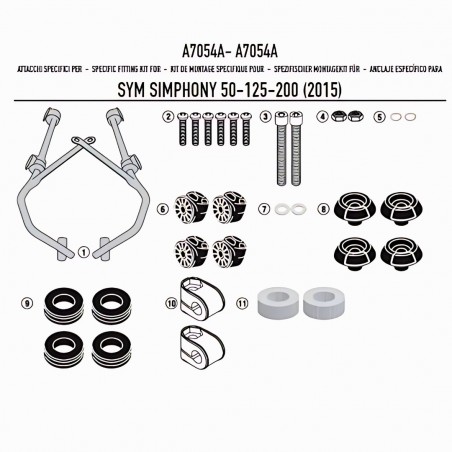 KIT FISSAGGIO PARABREZZA KAPPA MOTO A7054AK PER SYM SYMPHONY ST 50 125 200 (2015)