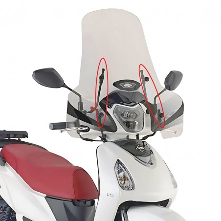 KIT ATTACCHI PARABREZZA KAPPA A7064AK PER SYM SYMPHONY 125 EURO 5 (2021) – MISURA 49 X 66 CM