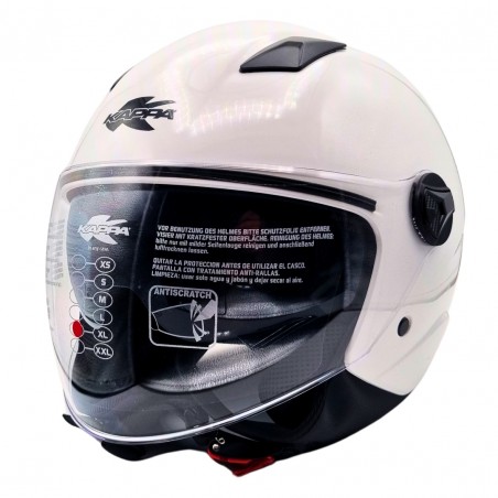 KAPPA KV57 CASCO DEMI-JET BIANCO LUCIDO TAGLIA XL (61-62 CM) CON DOPPIA VISIERA
