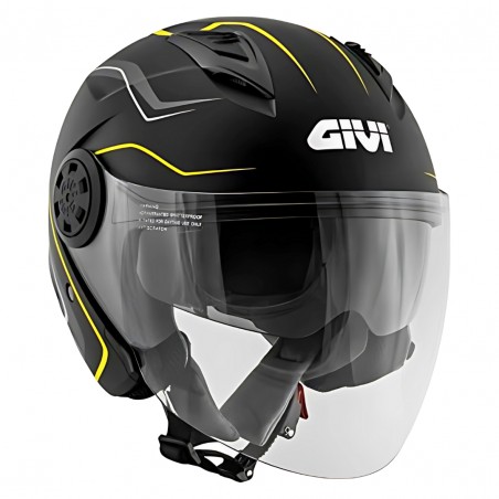 GIVI 12.3 STRATOS CASCO JET NERO OPACO GIALLO TAGLIA XS (54 CM)