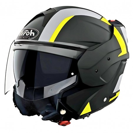 AIROH MATHISSE EXPLORE CASCO MODULARE REVERSIBILE NERO GIALLO FLUO OPACO TAGLIA M (58 CM)