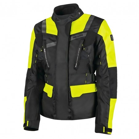 GIACCA 2 STRATI HEVIK STELVIO NERO/GIALLO FLUO ABBIGLIAMENTO MOTO TECNICO 4 STAGIONI HEVIK TAGLIA M