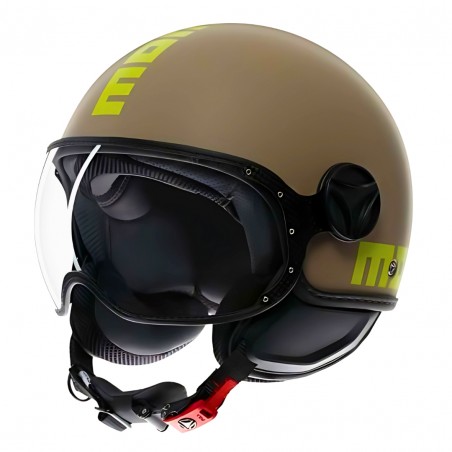 CASCO MOTO JET MOMO DESIGN FGTR CLASSIC OPACO SABBIA/LIME OMOLOGAZIONE ECE 22.06 TAGLIA S (55-56CM)