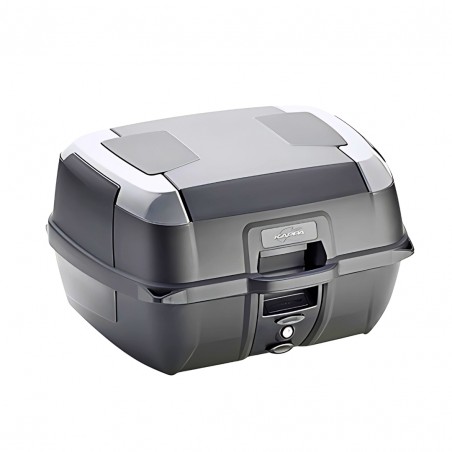 BAULETTO 45 LITRI KAPPA MOTO MONOLOCK – UNIVERSALE PER MOTO E SCOOTER, NERO CON INSERTI GRIGI