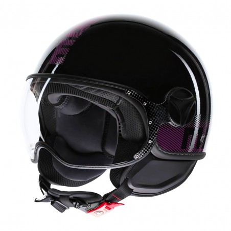 MOMO DESIGN FGTR CLASSIC STRIPES CASCO JET NERO/FUCSIA TAGLIA S (55-56CM)